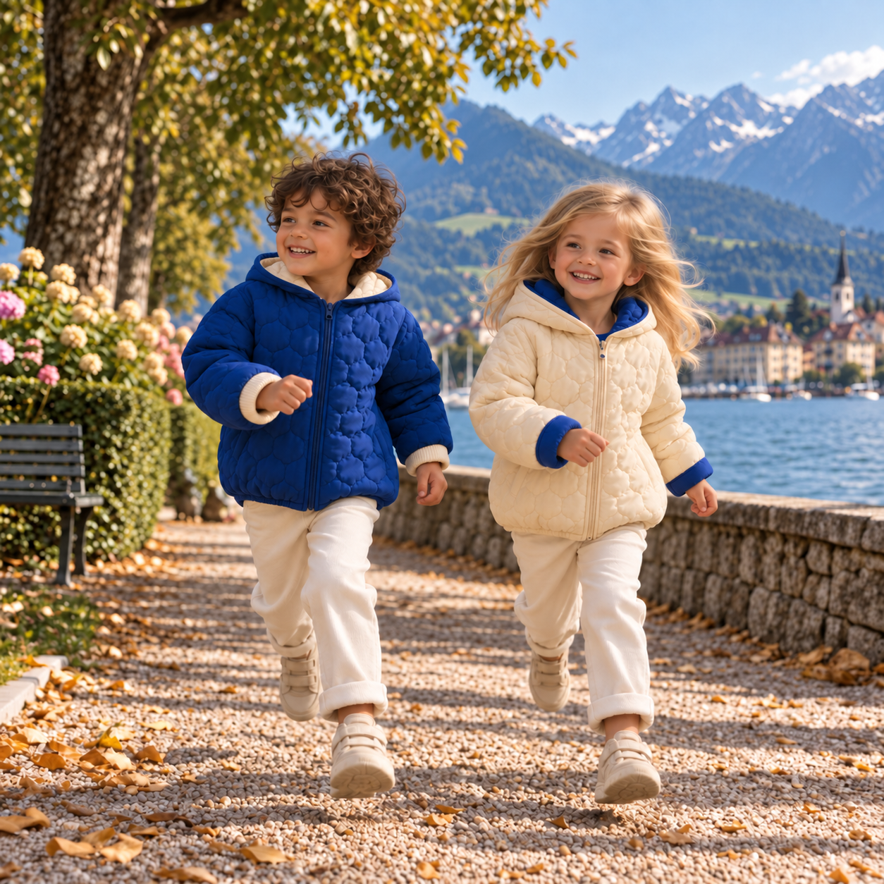 Children in reversible jackets