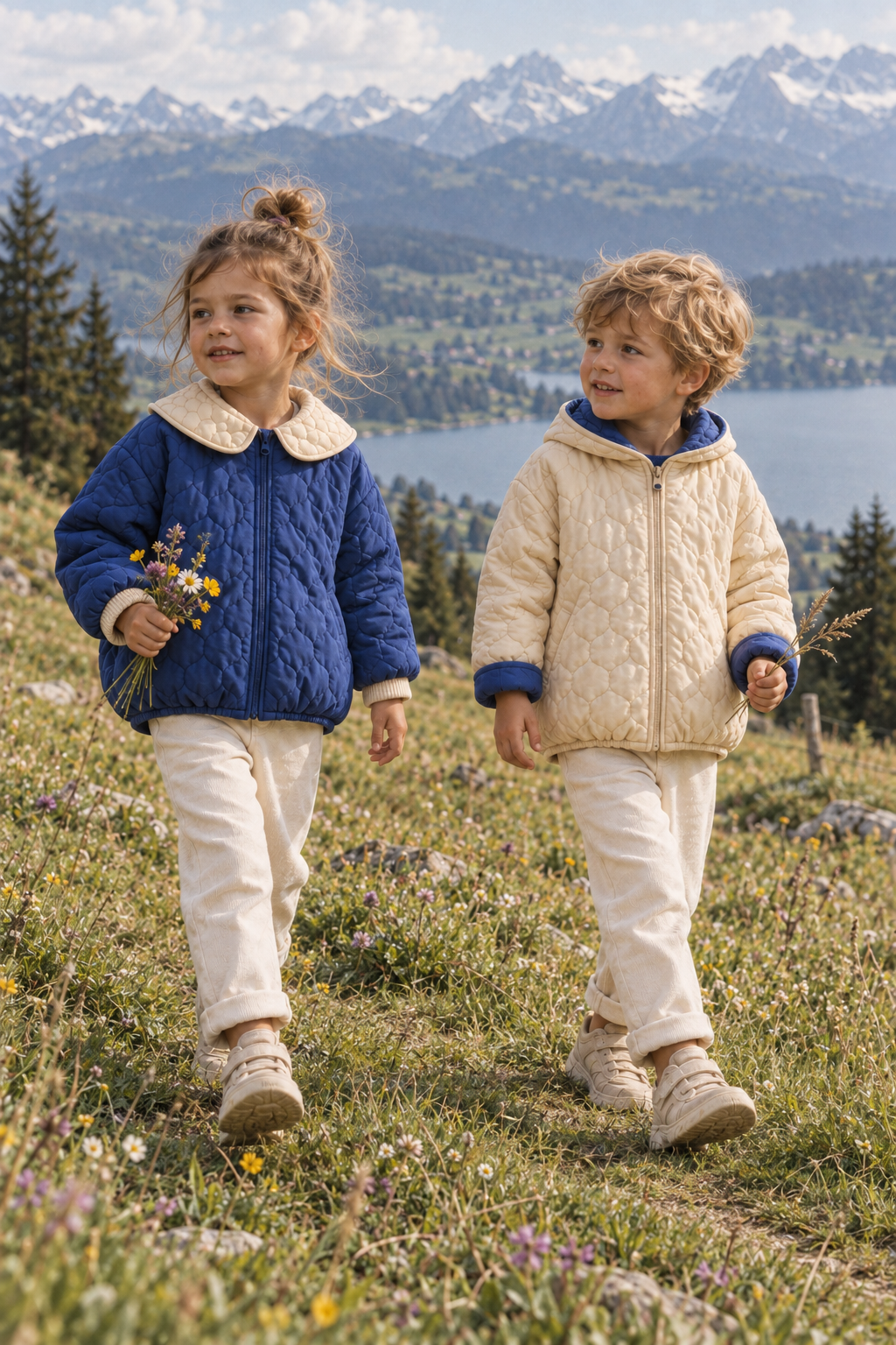 Children outdoors in cocoon jackets